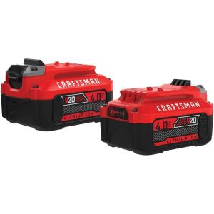 CRAFTSMAN 20V Power Tool Battery 2-Pack, Lithium-ion with Charger (CMCB204-2CK)(2 Batteries)