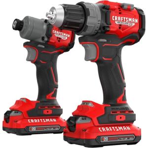 CRAFTSMAN 20V RP Cordless Drill Driver and Impact Driver, Brushless 2-Tool Power Tool Combo Kit, LED Work Light, Includes Battery and Charger (CMCK2530C2)