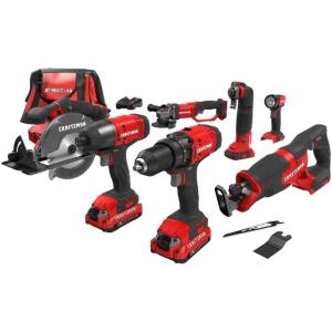 CRAFTSMAN V20 Power Tool Combo Kit, 7-Tool Cordless Power Tool Set with 2 Batteries and Charger (CMCK700D2)(7 Tool Combo Kit)