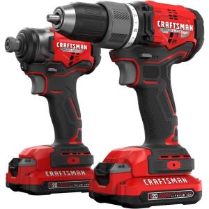 CRAFTSMAN V20 RP Cordless Drill and Impact Driver, Brushless Power Tool Combo Kit, 2 Batteries and Charger Included (CMCK211C2)
