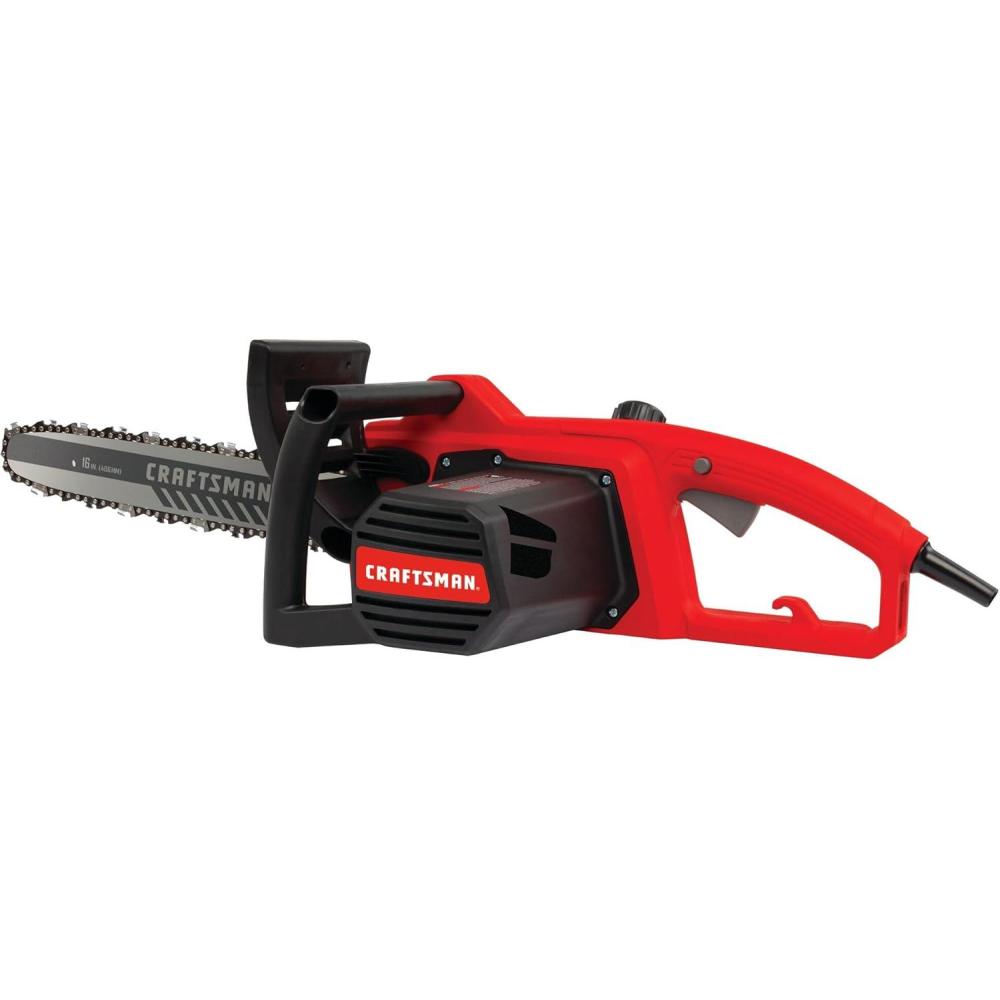 imageCRAFTSMAN Electric Chainsaw 16 Inch 12 Amp Corded Chain Saw Electric Ergonomic Powerful Motor CMECS600