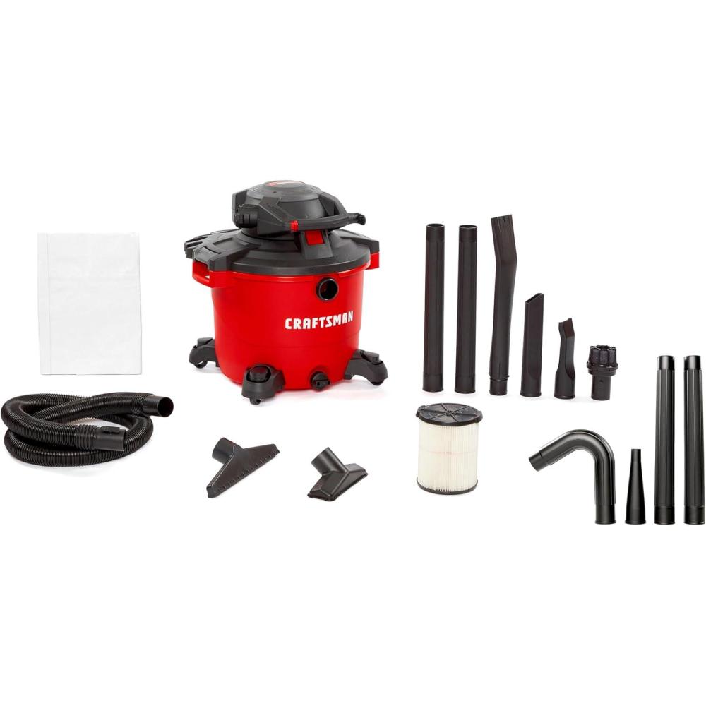 imageCraftsman CMXEVBE17607 16 Gallon 65 Peak HP WetDry Vac with Detachable Leaf Blower HeavyDuty Shop Vacuum with Attachments and Gutter Cleaning Kit