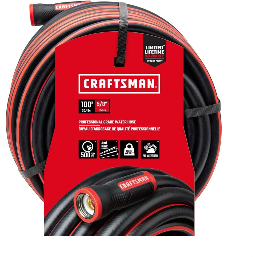 imageCraftsman Heavy Duty Professional Grade Garden Hose 50 Feet x 58 Inch100 Ft