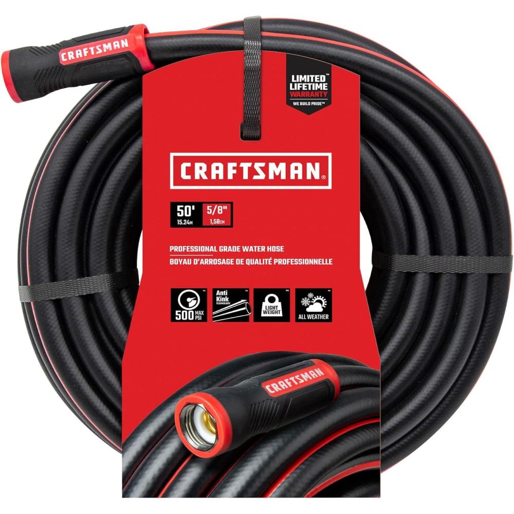 imageCraftsman Heavy Duty Professional Grade Garden Hose 50 Feet x 58 Inch50 Ft