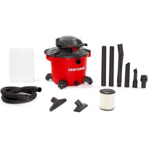 CRAFTSMAN CMXEVBE17606 12 Gallon 6.0 Peak HP Wet Dry Vac with Detachable Leaf Blower, Portable Shop Vacuum Wet and Dry with Filter, Dust Bag, Hose and Attachments for Garage, Outdoor Cleaning(16 Gallon 6.5 Peak HP)