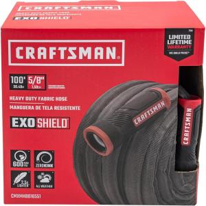 CRAFTSMAN ExoShield Heavy-Duty Fabric Hose – Industrial-Grade Lightweight Garden Hose 100 Feet x 5/8 Inch(100 Feet)