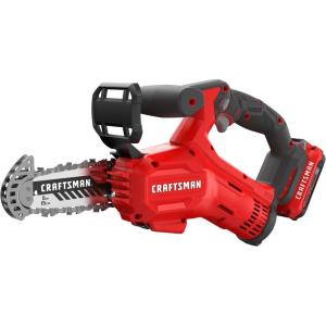 CRAFTSMAN Pruning Saw, Mini Chainsaw Cordless, 6″ Chain, Small Chainsaw with V20 Battery and Charger Included (CMCCS320D1)(Pruning Saw)