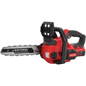 CRAFTSMAN V20 Cordless Chainsaw, 12-Inch Electric Chainsaw, Battery Powered, Battery and Charger Included (CMCCS620M1)(w/ Cordless Starter Kit)