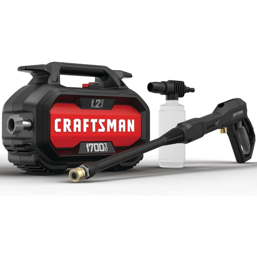 imageCRAFTSMAN Electric Pressure Washer Cold Water Lightweight Corded Power Washer for Cars Driveways Patio and Garage Powerful 1700PSI 12GPM Compact Easy to Use CMEPW1700Washer