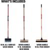 CRAFTSMAN CMXMKIT0080 3-Piece Heavy Duty Cleaning Tool Set with 10 in.All-Surface Wash,12 in. Scrubbing Deck Brush & 18 in. Push Broom, Brown(3-Piece Seasonal Clean-Up Pack)