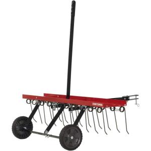 CRAFTSMAN (CMXGZBF7124315), 40-Inch Tow Behind Lawn Dethatcher, 20 Durable Spring Steel Tines Lawn dethatcher, Designed to Pull Behind Lawn and Garden Tractors, Black(40-Inch Tow Behind Lawn Dethatcher)