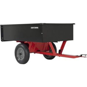 CRAFTSMAN, CMXGZBF7124355, 750-lb Capacity Steel Tow Behind Dump Cart, 12 Cubic Feet Capacity, Removable Tailgate – Garden Utility Trailer, 16” x 4” Pneumatic Tires