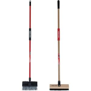 CRAFTSMAN CMXMKIT0080 3-Piece Heavy Duty Cleaning Tool Set with 10 in.All-Surface Wash,12 in. Scrubbing Deck Brush & 18 in. Push Broom, Brown(2-Piece Wash Brush Pack)