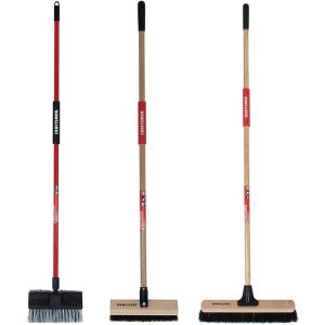 CRAFTSMAN CMXMKIT0080 3-Piece Heavy Duty Cleaning Tool Set with 10 in.All-Surface Wash,12 in. Scrubbing Deck Brush & 18 in. Push Broom, Brown(3-Piece Seasonal Clean-Up Pack)
