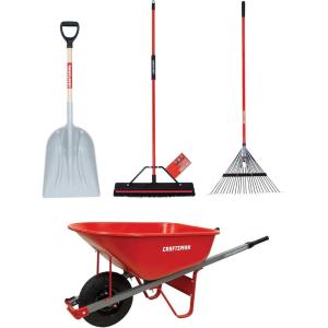 CRAFTSMAN CMXMKIT0080 3-Piece Heavy Duty Cleaning Tool Set with 10 in.All-Surface Wash,12 in. Scrubbing Deck Brush & 18 in. Push Broom, Brown(4-Piece Lawn Debris Clean-Up Pack)
