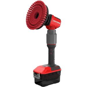 CRAFTSMAN V20 Cordless 2-in-1 Power Scrubber Kit, Multi-Purpose, Includes Bristle Brush, 2Ah Battery, V20 Battery Charger, and 60.5 in. Telescoping Pole (CMCPS520D1)(Kit with Battery)