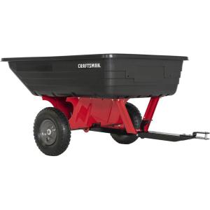 Craftsman CMXGZBF7124489 350 lb Load Capacity, Tow Behind Poly Dump/Swivel Cart, 10 CU FT Capacity; Lawn & Garden Cart/Trailer for Lawn Mowers, Easy to Use Hand Dumping Mechanism(CART_)
