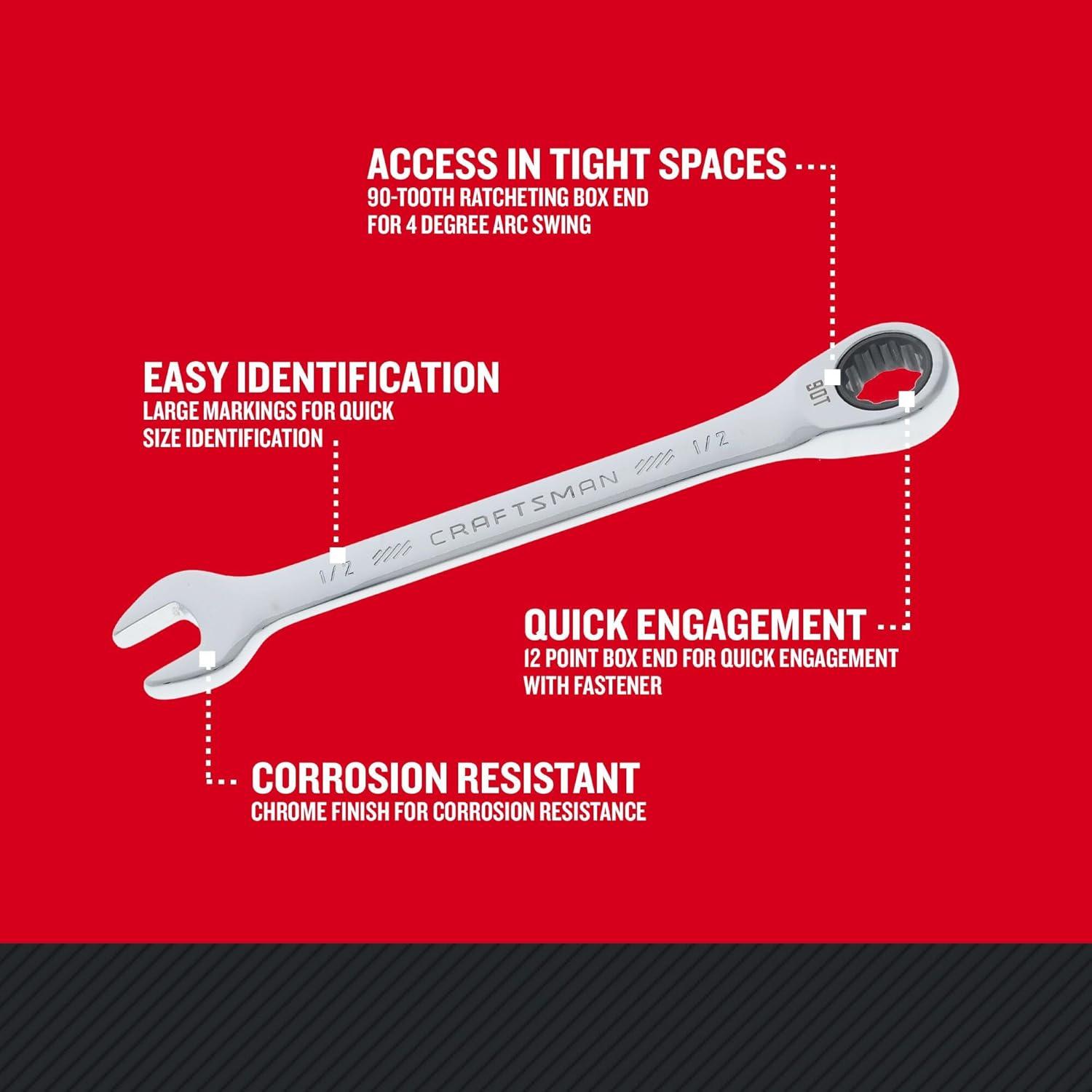 imageCRAFTSMAN 20 Piece Ratcheting Combination Wrench Set SAEMetric CMMT87220