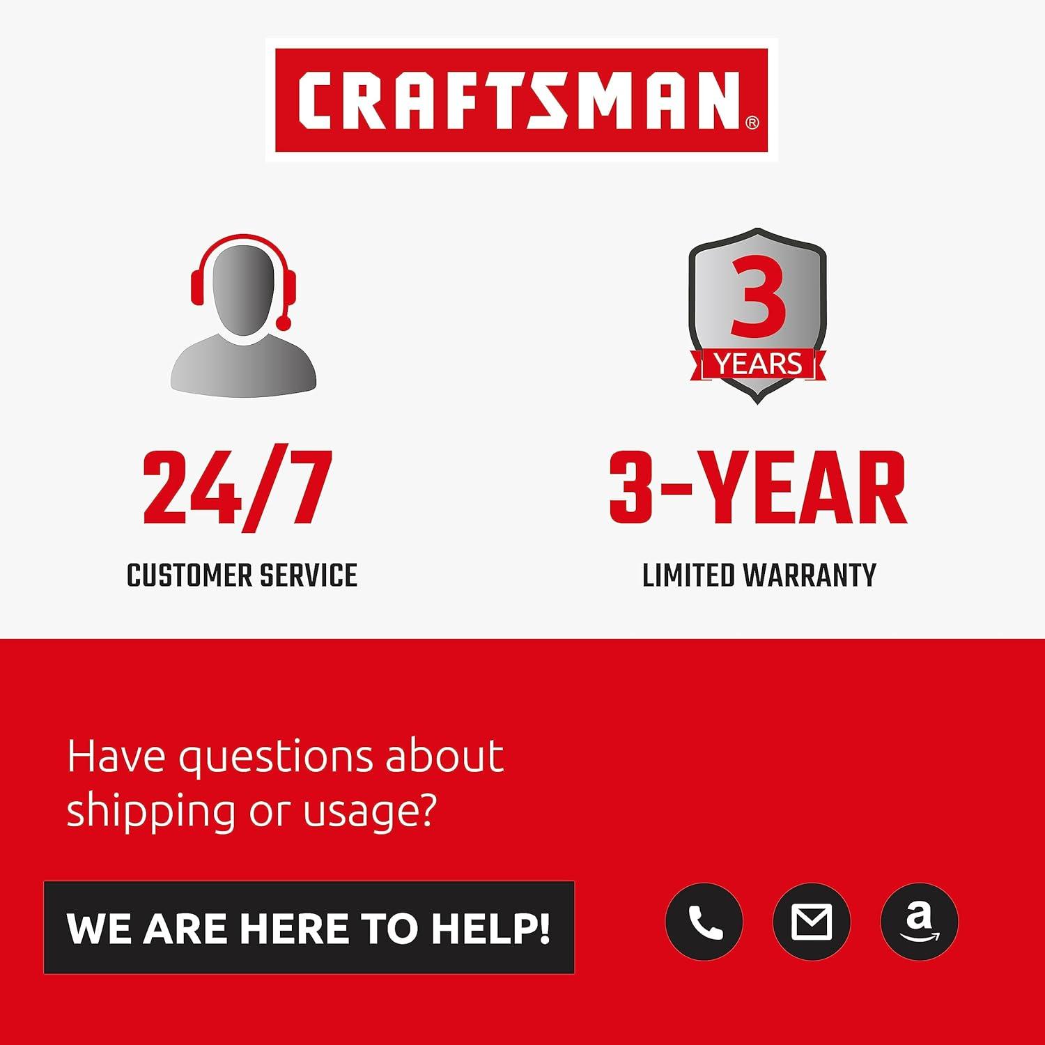 imageCRAFTSMAN 75 Ft Contractor Retractable Extension Cord Reel with 4 Grounded Outlets HeavyDuty Steel Drum 12AWG SJTW Cable CSA Certified100 ft