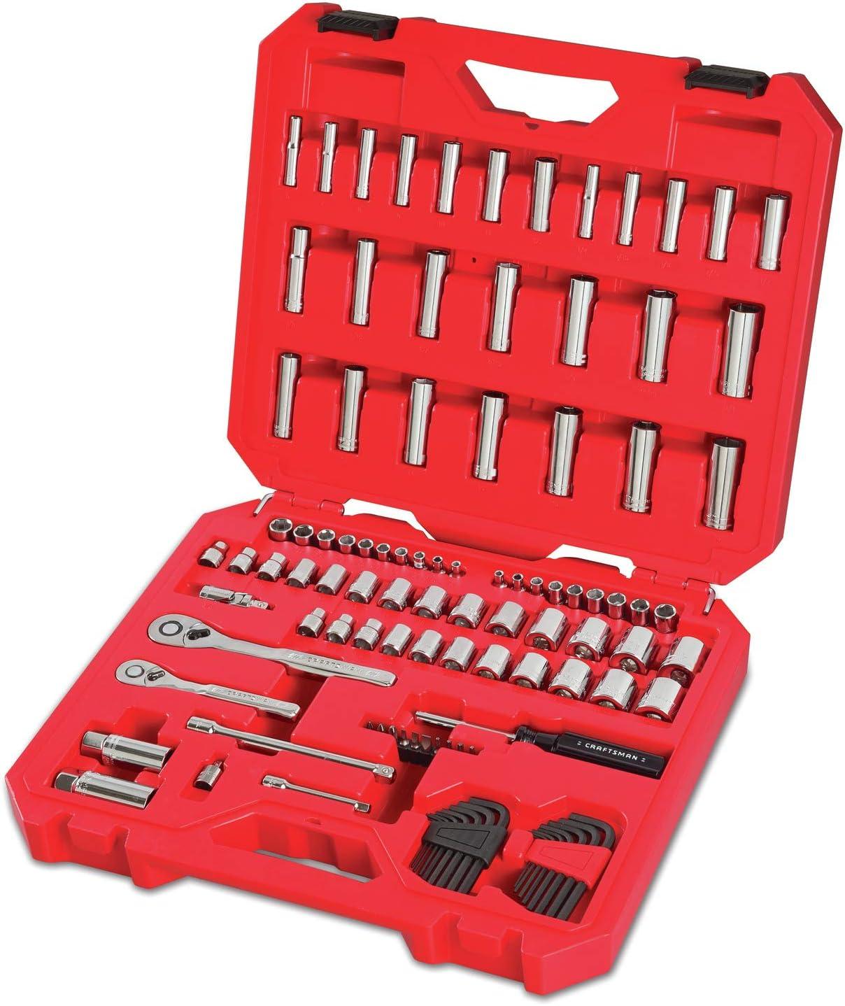 imageCRAFTSMAN Mechanics Tool Set 105 Pcs Standard SAE and Metric with Case  14 and 38 Inch Drive Car Tool Kit CMMT12123105 Piece Set