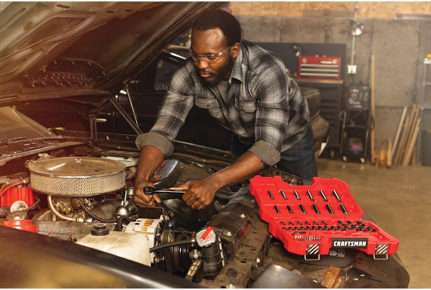 imageCRAFTSMAN Mechanics Tool Set 14 amp 38 Drive SAEMetric 81 Piece CMMT82335L51 Piece Set