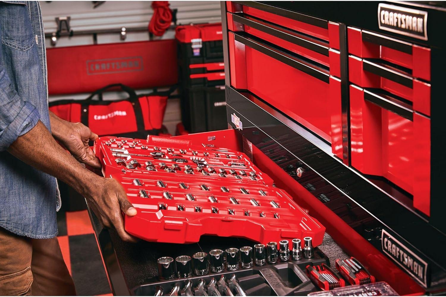 imageCRAFTSMAN Mechanics Tool Set 14 amp 38 Drive SAEMetric 81 Piece CMMT82335L81 Piece Set