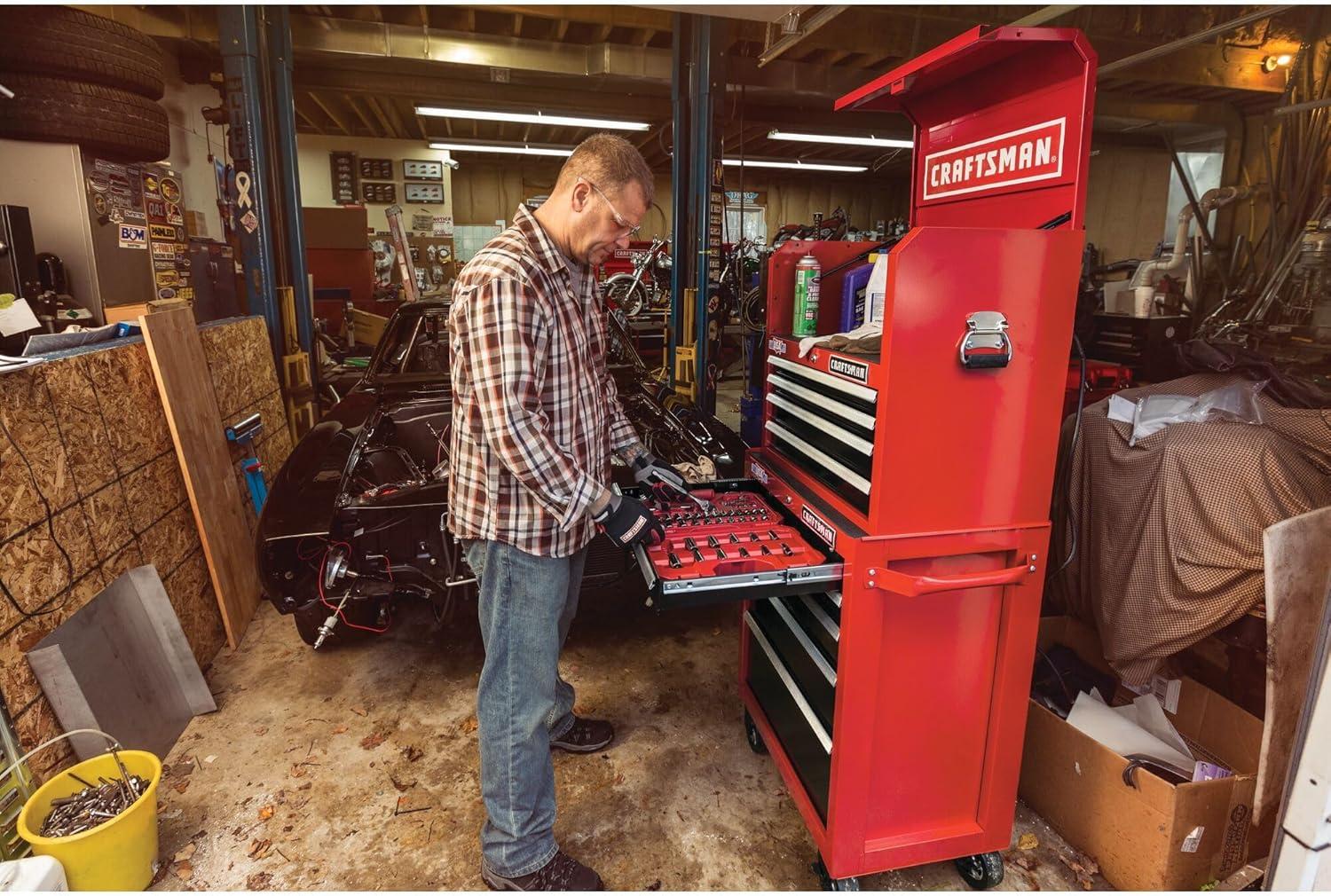 imageCRAFTSMAN Mechanics Tool Set 14 amp 38 Drive SAEMetric 81 Piece CMMT82335L81 Piece Set