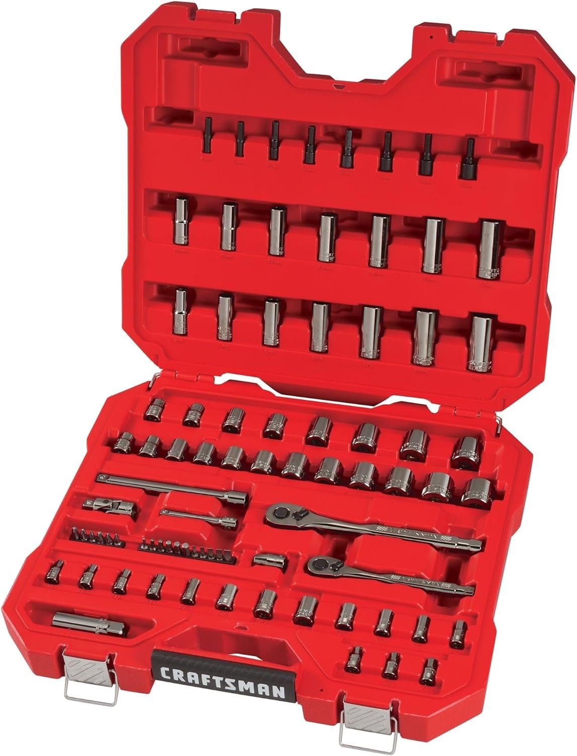 imageCRAFTSMAN Mechanics Tool Set 14 amp 38 Drive SAEMetric 81 Piece CMMT82335L81 Piece Set