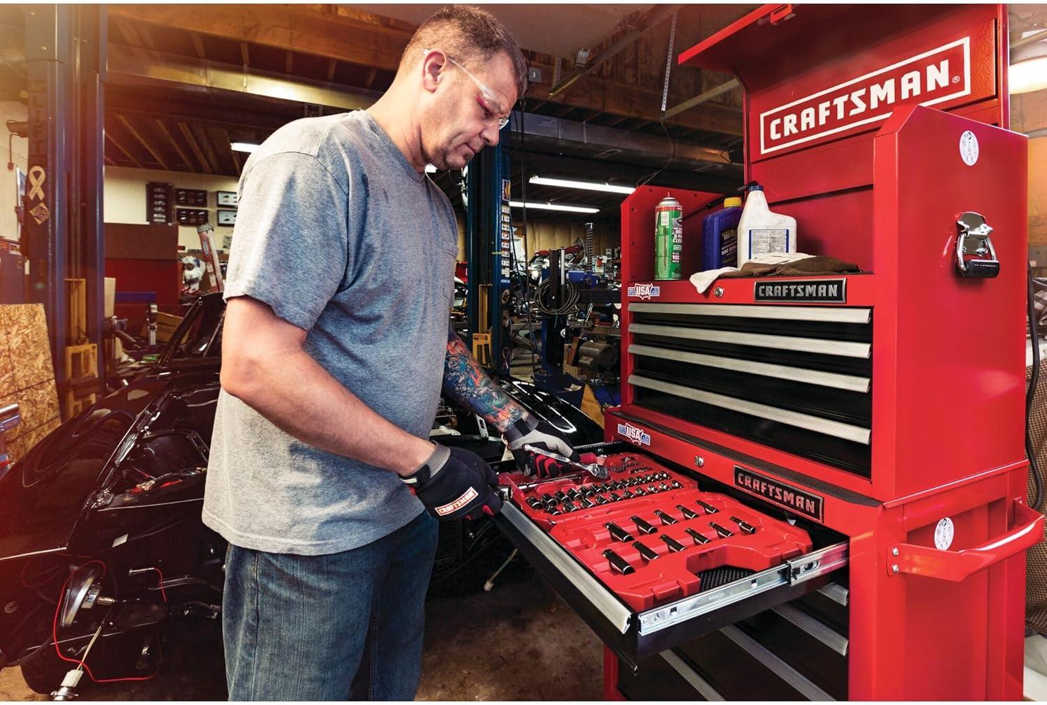 imageCRAFTSMAN Mechanics Tool Set 14 amp 38 Drive SAEMetric 81 Piece CMMT82335L81 Piece Set