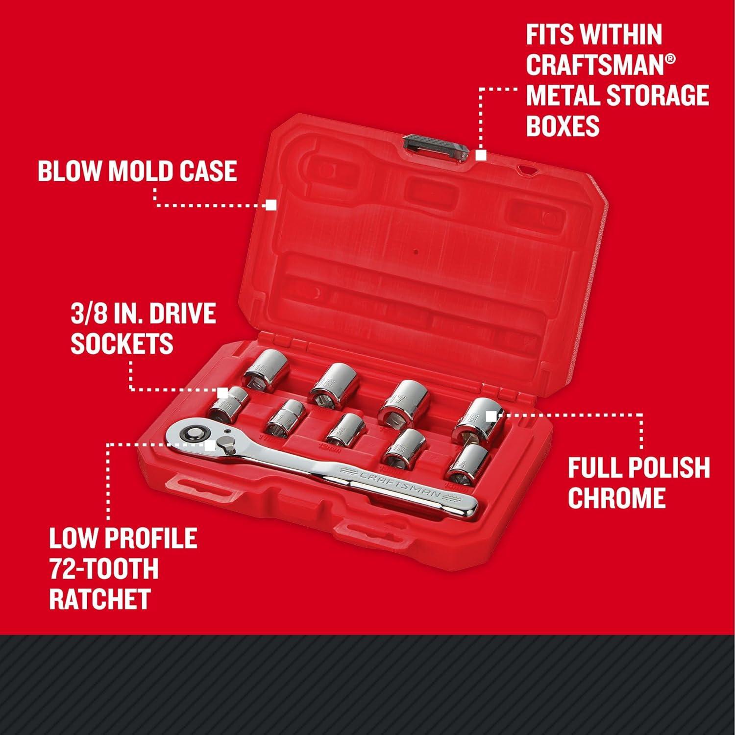 imageCRAFTSMAN Mechanics Tool Set Metric 38 Inch Drive 10 Piece CMMT3456438 in