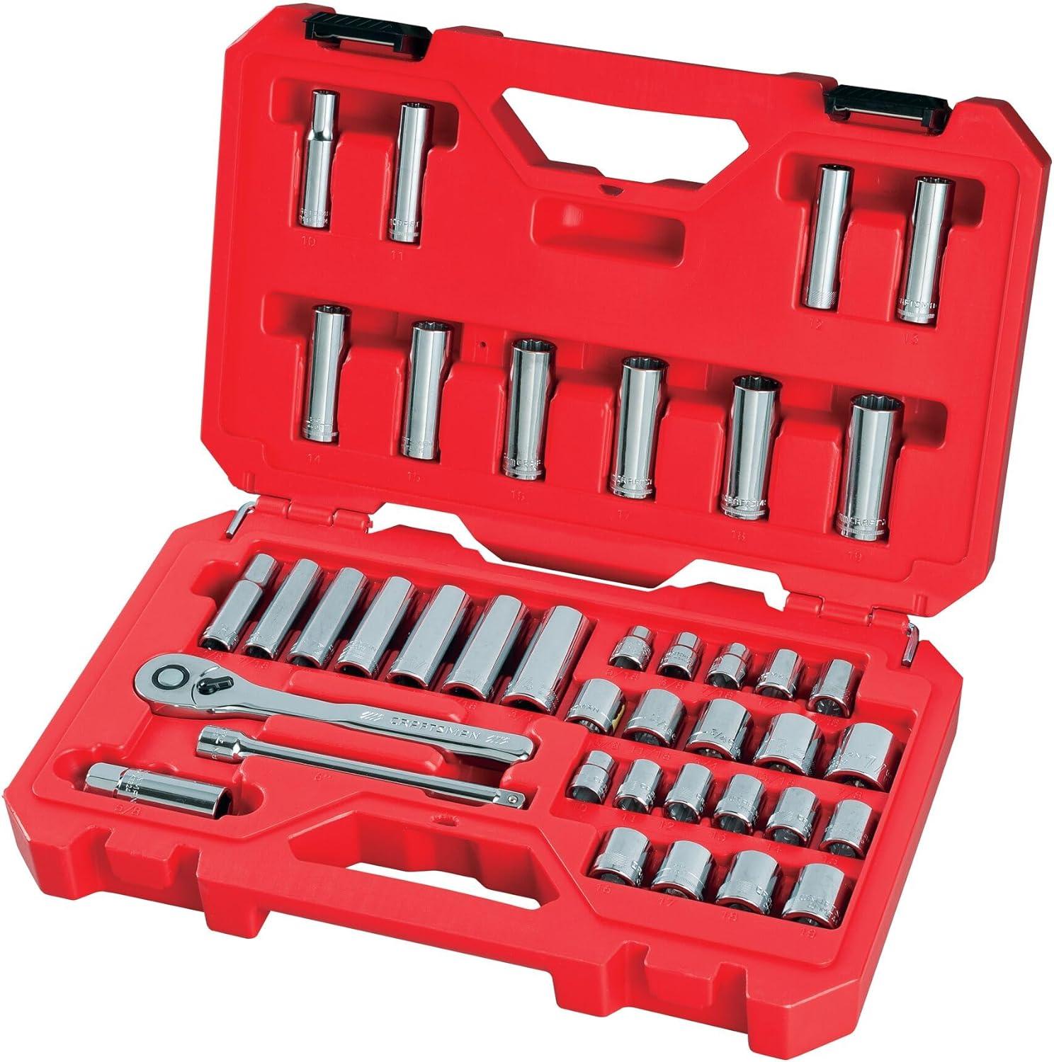 imageCRAFTSMAN Mechanics Tool Set SAEMetric 38Inch Drive 40Piece CMMT12018Tool Set