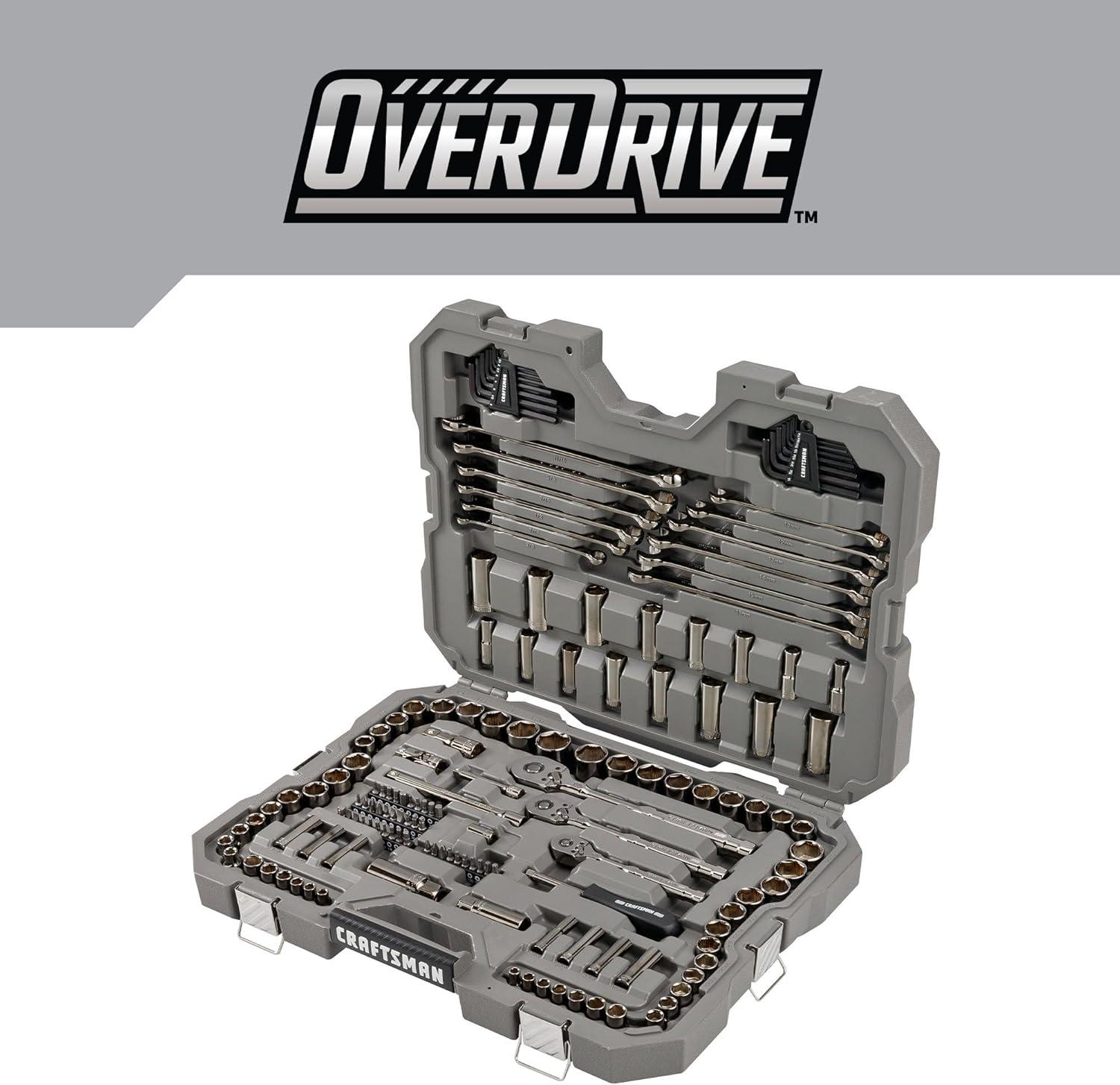 imageCRAFTSMAN OVERDRIVE 154Piece Gunmetal Chrome Mechanics Tool Set Standard SAEMetric Socket Set with Hard Case CMMT99154L