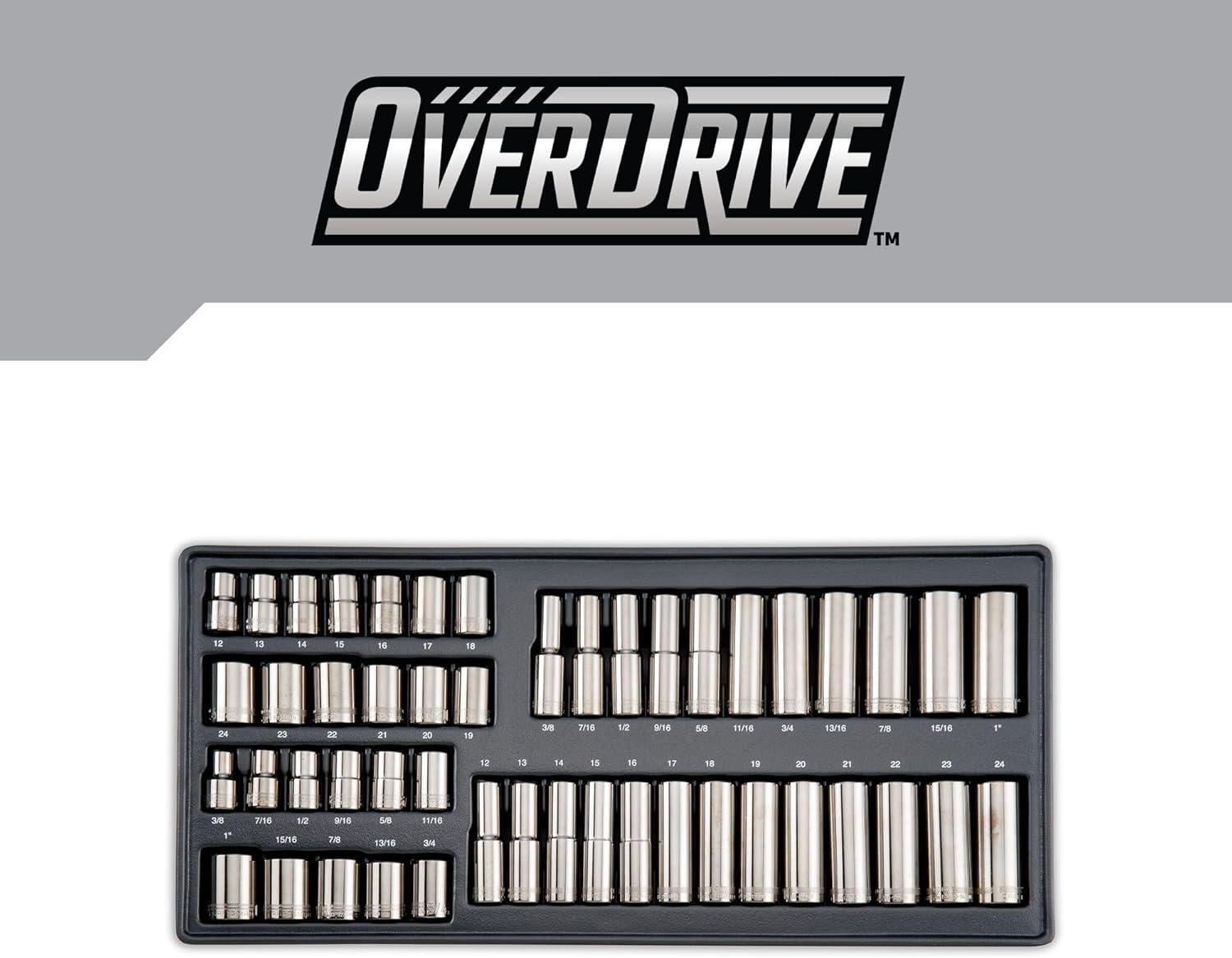 imageCRAFTSMAN OVERDRIVE 284Piece Gunmetal Chrome Mechanics Tool Set Standard SAEMetric Socket Set with Hard Case CMMT99284