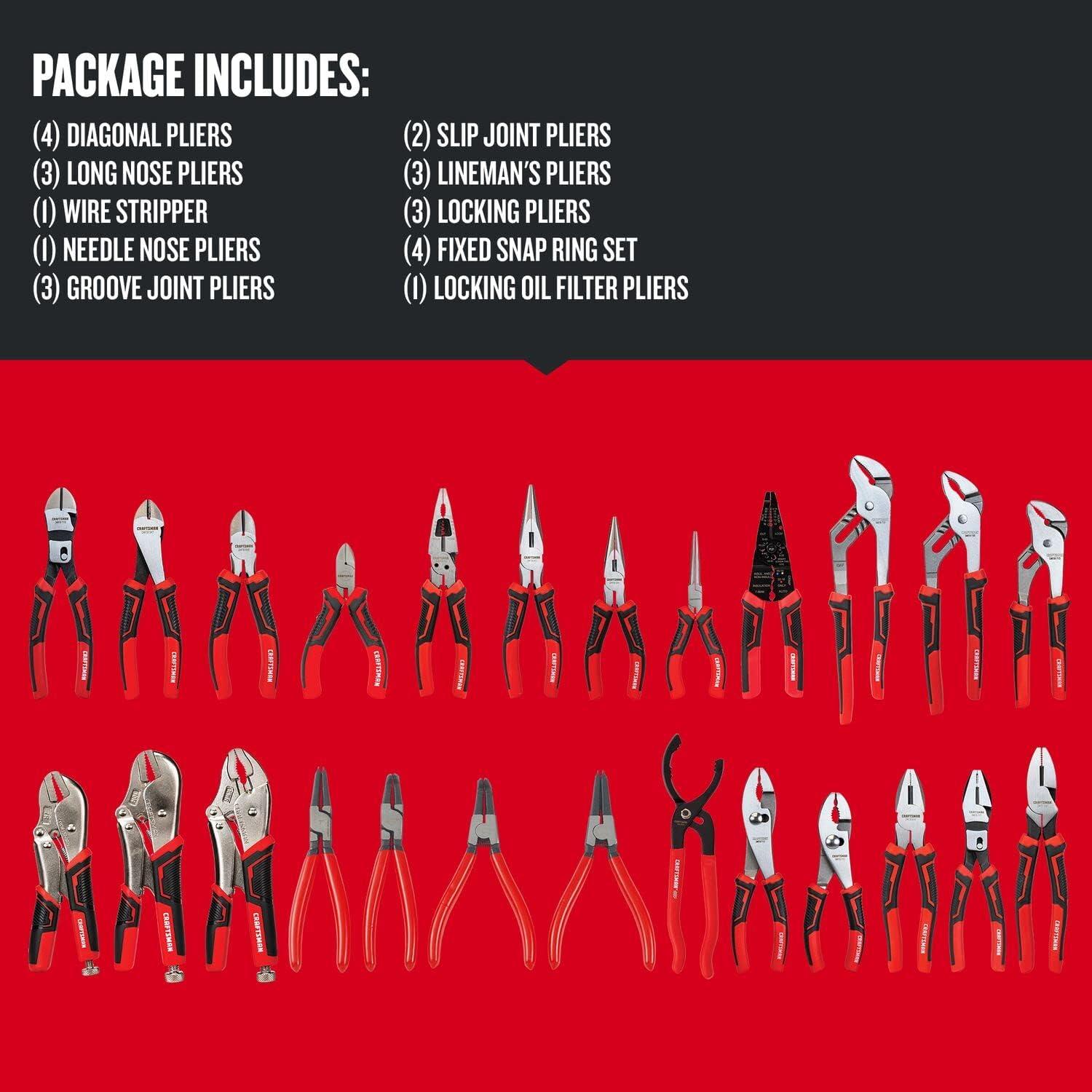 imageCRAFTSMAN Plier Set 25 Pieces Durable and Versatile Pliers Stainless Steel Blades CMHT82625