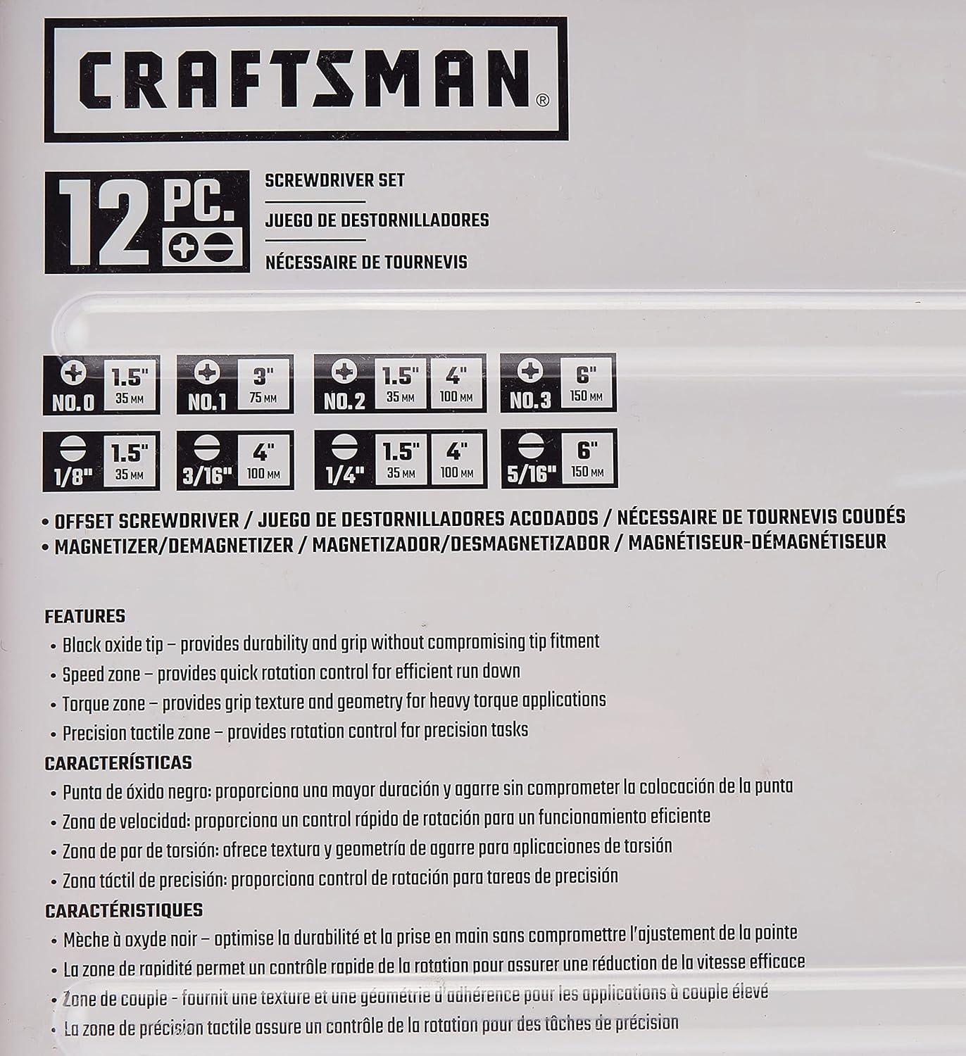 imageCRAFTSMAN Screwdriver Set Bimaterial 12 Piece CMHT65071NScrewdriver Set  12 Piece