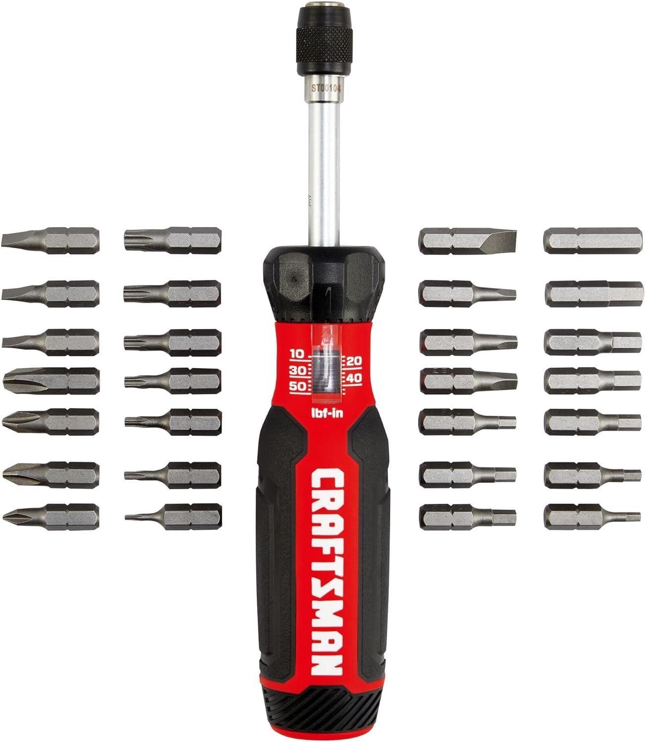 imageCRAFTSMAN Torque Screwdriver Set with Storage 1 Phillips Slotted Hex Torx and Square Screwdriving Bits 29 Piece CMHT68130One Size Pack of 4