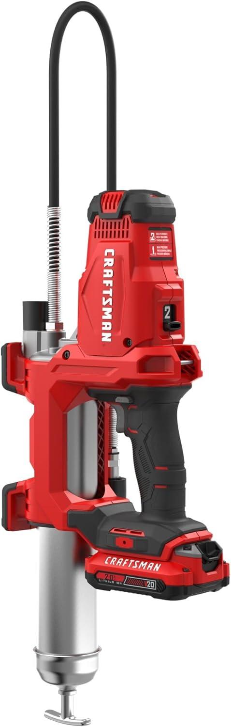 imageCRAFTSMAN V20 Grease Gun Kit Electric Grease Gun Cordless 40 Hose 10000 Max PSI LED Light Battery and Charger Included CMCGG001D1Kit with Battery