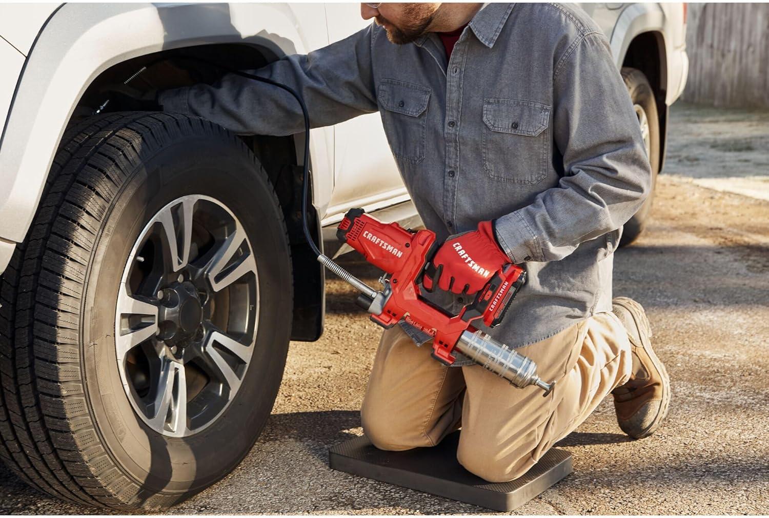 imageCRAFTSMAN V20 Grease Gun Kit Electric Grease Gun Cordless 40 Hose 10000 Max PSI LED Light Battery and Charger Included CMCGG001D1Kit with Battery