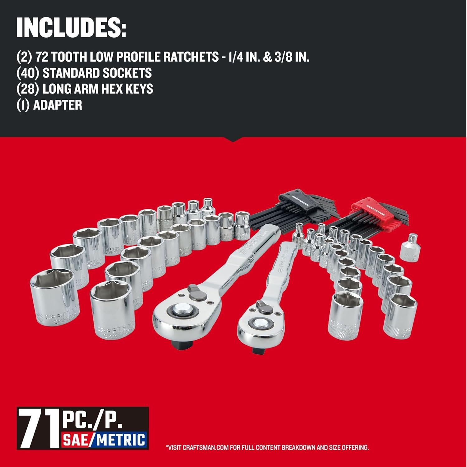 imageCRAFTSMAN Versastack Mechanics Tool Set 14 and 38 Inch Drive 71 Piece CMMT45171Pack of 2