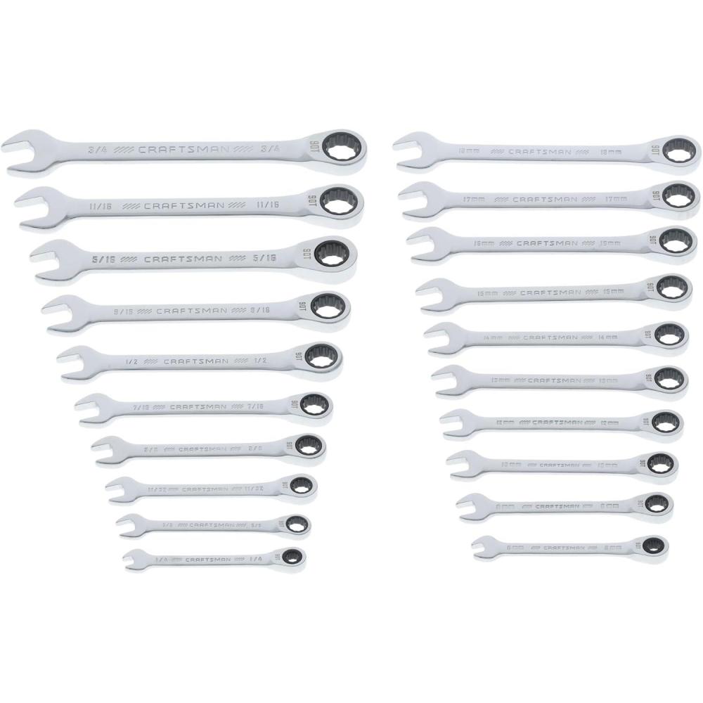 imageCRAFTSMAN 20 Piece Ratcheting Combination Wrench Set SAEMetric CMMT87220