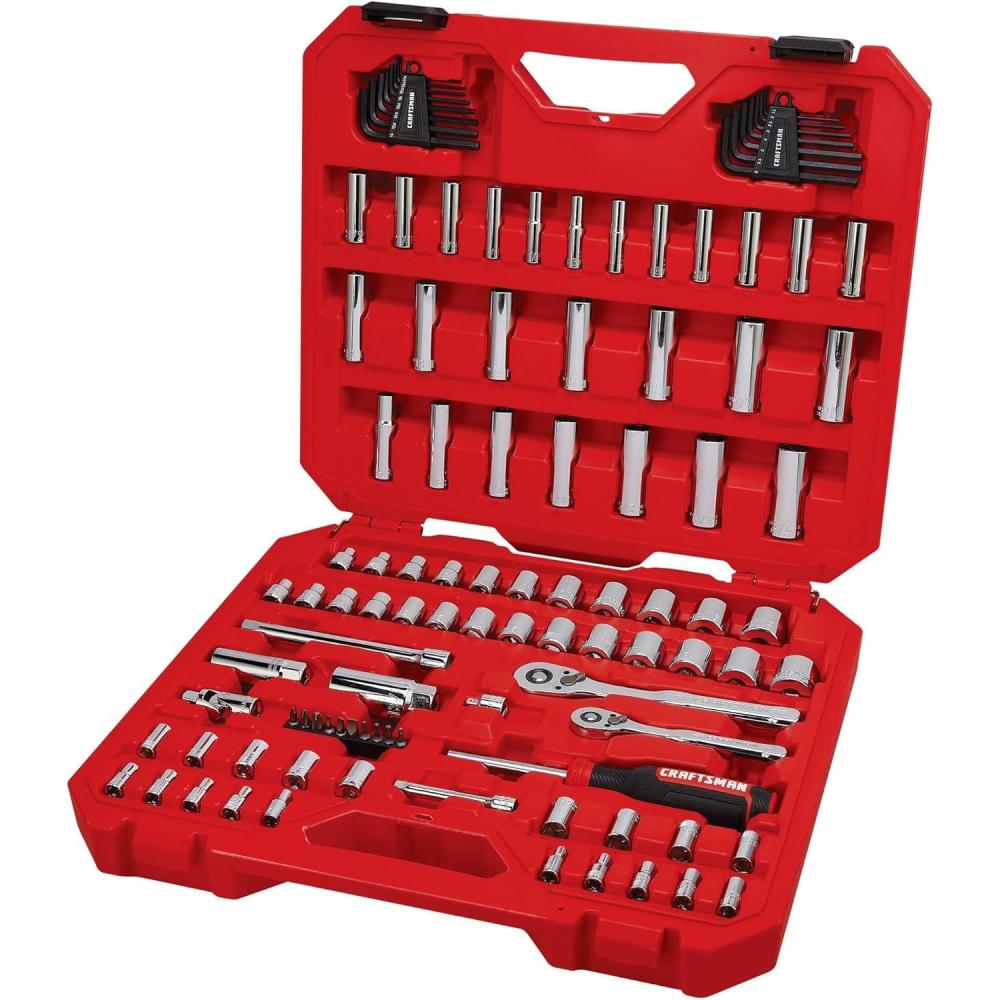 imageCRAFTSMAN Mechanics Tool Set 105 Pcs Standard SAE and Metric with Case  14 and 38 Inch Drive Car Tool Kit CMMT12123NEW 105 Piece Set