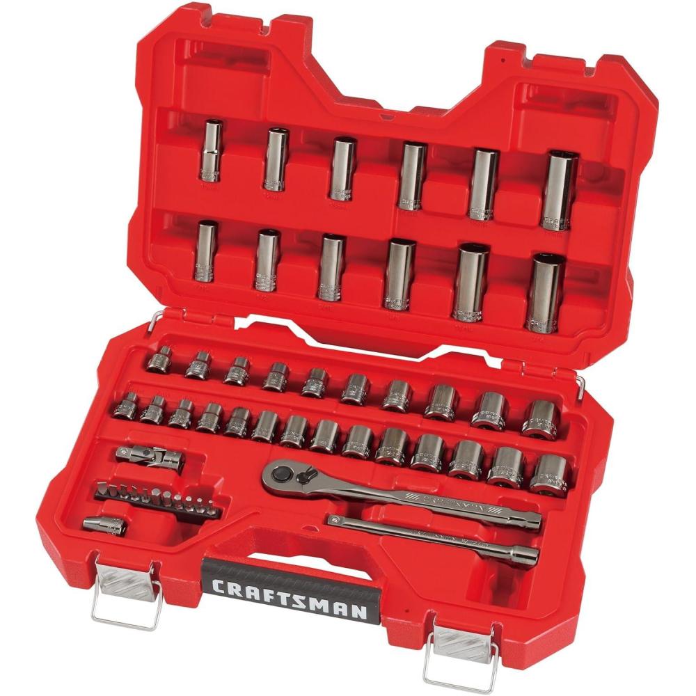 imageCRAFTSMAN Mechanics Tool Set 14 amp 38 Drive SAEMetric 81 Piece CMMT82335L51 Piece Set