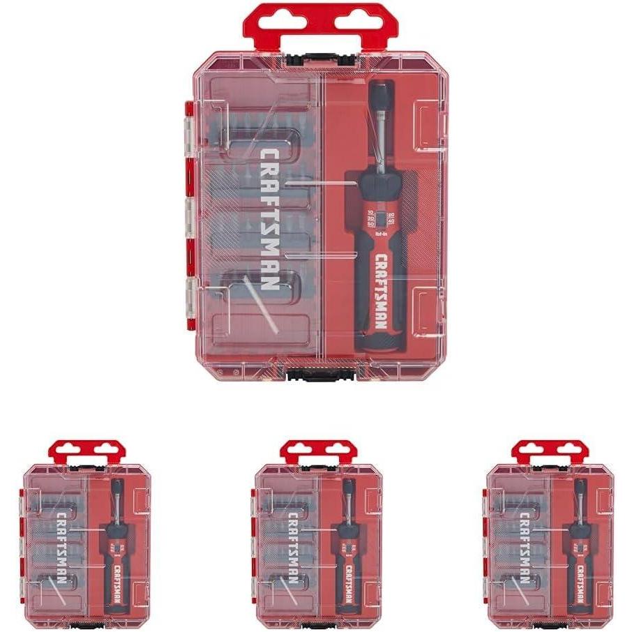 imageCRAFTSMAN Torque Screwdriver Set with Storage 1 Phillips Slotted Hex Torx and Square Screwdriving Bits 29 Piece CMHT68130One Size Pack of 4