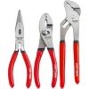 CRAFTSMAN Pliers Set, 3 Piece Set, Long Nose, Slip Joint, 8 Inch Groove (CMHT84103R)