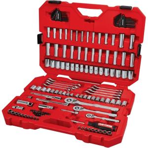 CRAFTSMAN Mechanic Tool Set 135 Pcs, 1/4, 1/2 and 3/8 Inch Drive SAE and Metric Socket Wrench Set with Case (CMMT12124)(New 135 Piece Set)