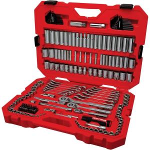 CRAFTSMAN Tool Set, 189 Piece Mechanics Tool Set, 1/4 ,3/8and 1/2 Inch Drive Socket Wrench Set with Thinner Ratchet, Steel 6 and 12point Sockets, Wrenches, Hex Keys and Specialty Bits (CMMT12134)(New 189 Piece Set)