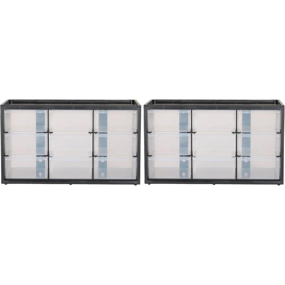 imageCRAFTSMAN Plastic Storage Organizer Bin System 9 Compartment Modular Home Office CMST407091 Count Pack of 2