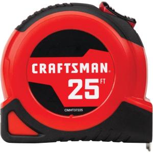CRAFTSMAN 25-Ft Tape Measure with Fraction Markings, Retractable, Self-Locking Blade (CMHT37225)(7.6 m)