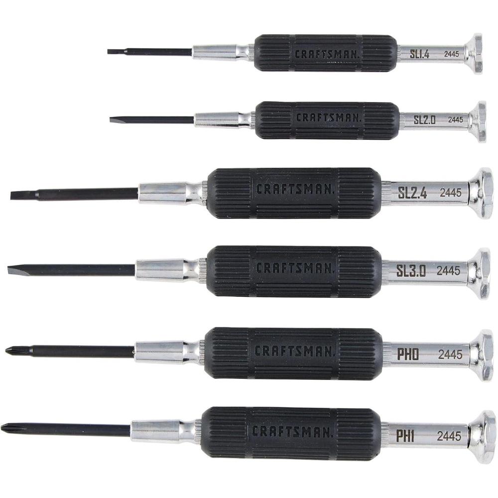 imageCRAFTSMAN 6 Piece Precision Screwdriver Set Mini Screwdriver Set for Watch Jewelry Eyeglass Computer Repair CMHT68012