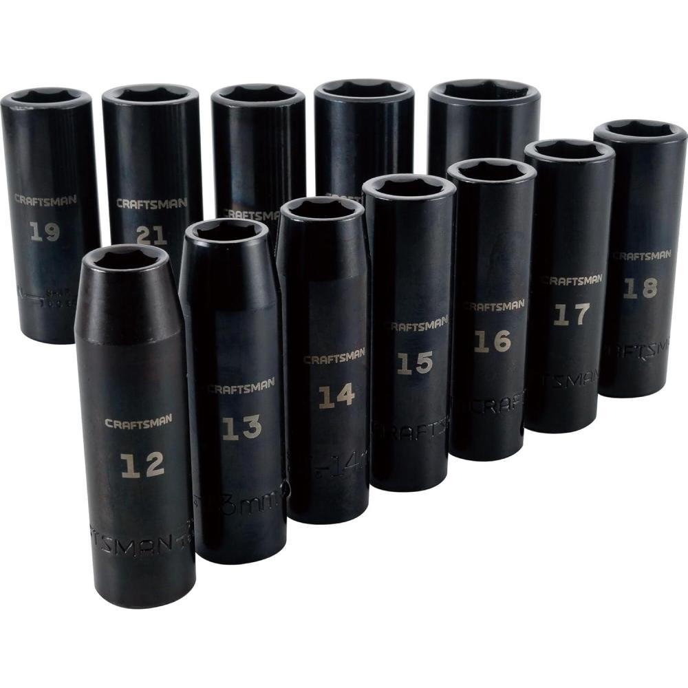 imageCRAFTSMAN Impact Socket Set Metric 12Inch Drive Deep Impact Sockets 12Piece CMMT1588712 Inch